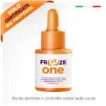 freeze-one-laminazione-ciglia Contenitore cosmetico arancione con pipetta sul tappo e scritta laterale