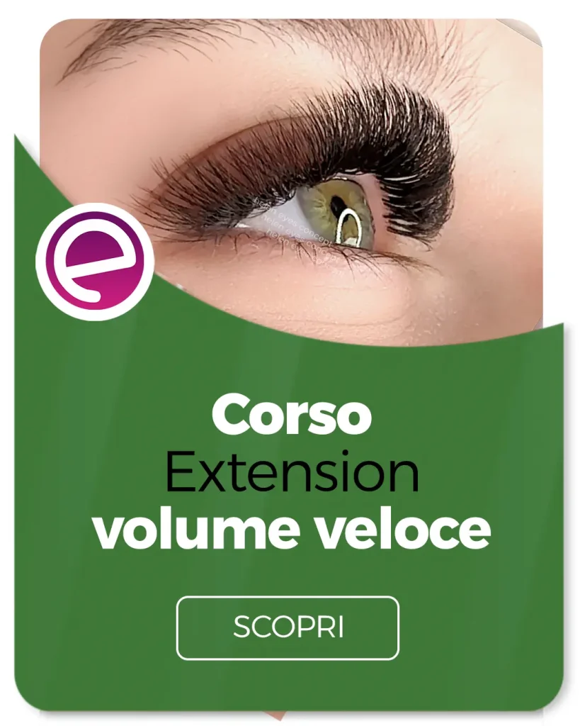 rettangolo verde con dettaglio occhio sopra e scritte corso volume veloce