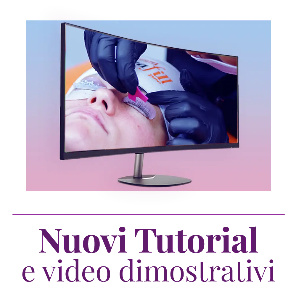 foto di monitor curvo con viso di donna dentro e mani di estetistasull'occhio